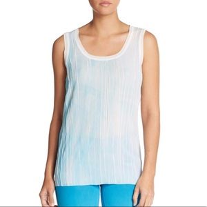 Elie Tahari White Blue Watercolor Breeze Tank